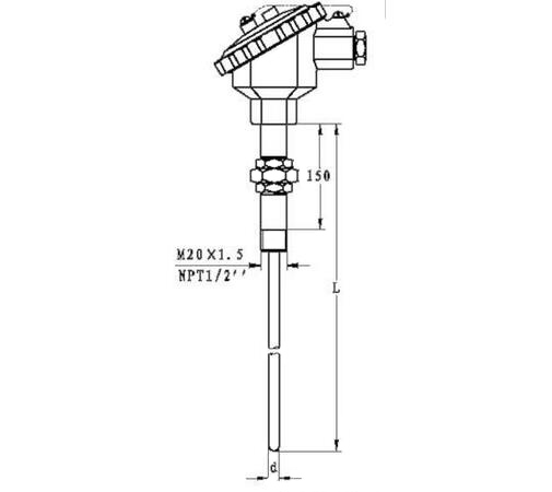 活動管接頭安裝（也叫活絡管接頭）熱電阻圖示